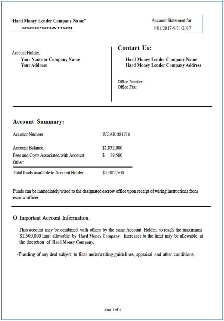 proof of funds letter template word