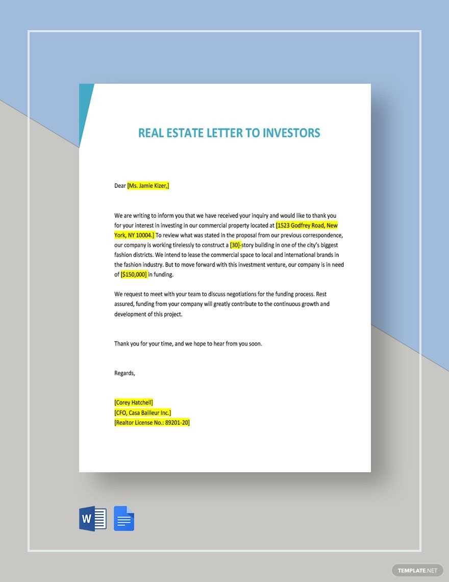 real estate offer letter template pdf