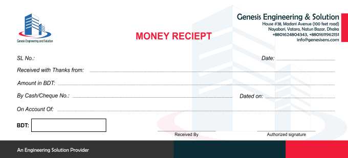 receipt of money letter template