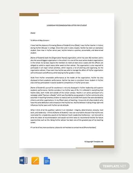 recommendation letter template google docs