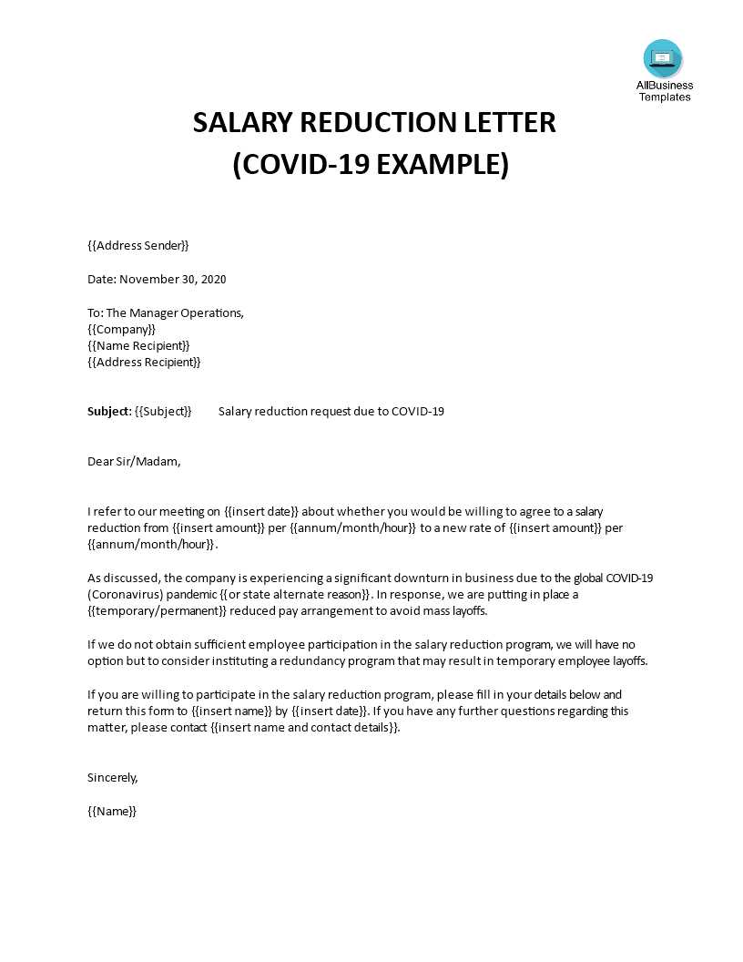 reduction in hours letter to employee template