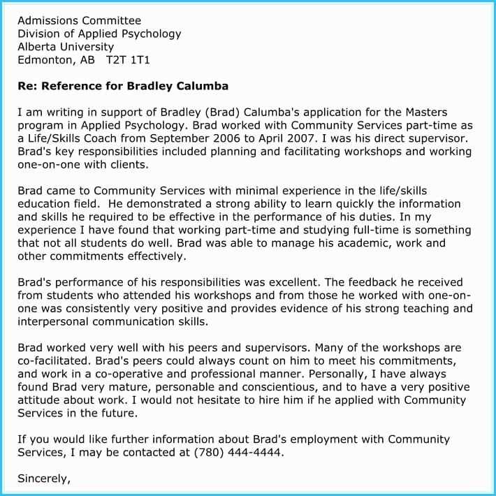 reference letter template for university application