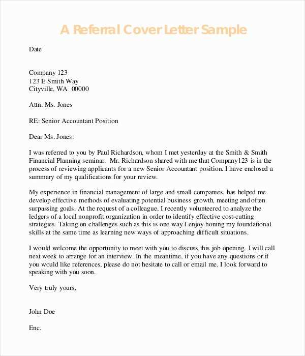 referral letter template word