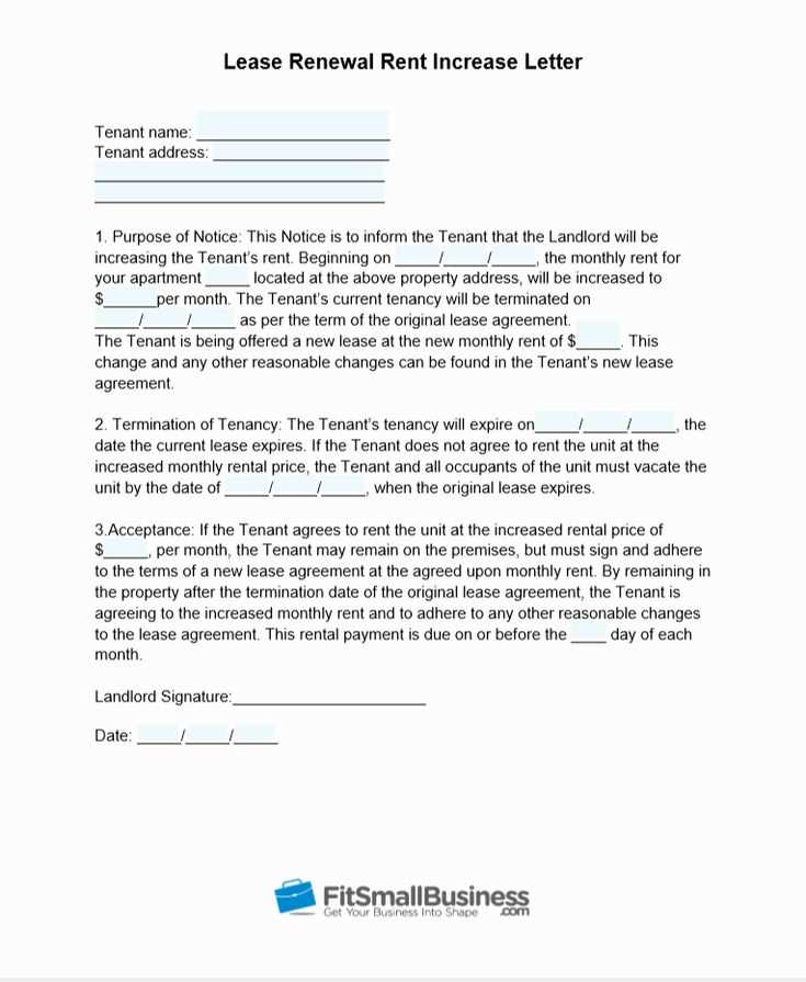 rent increase letter template free