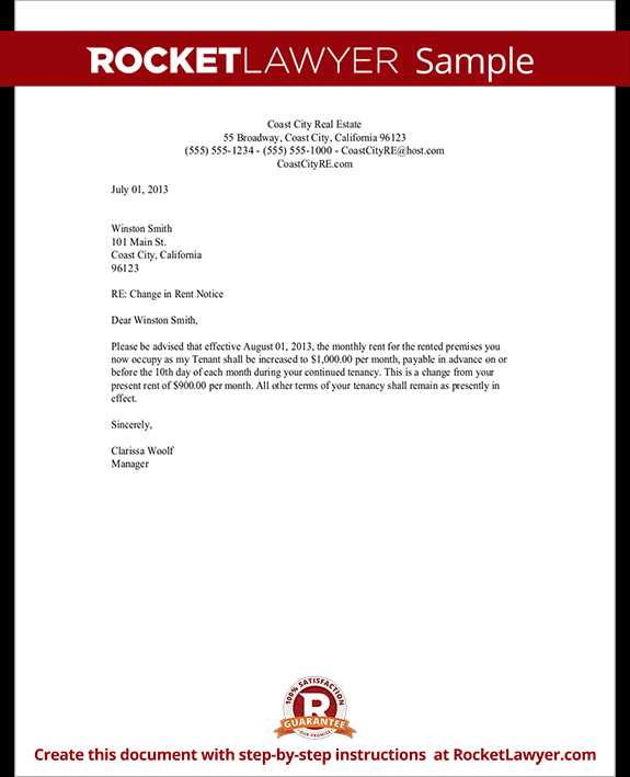 rent increase letter template free