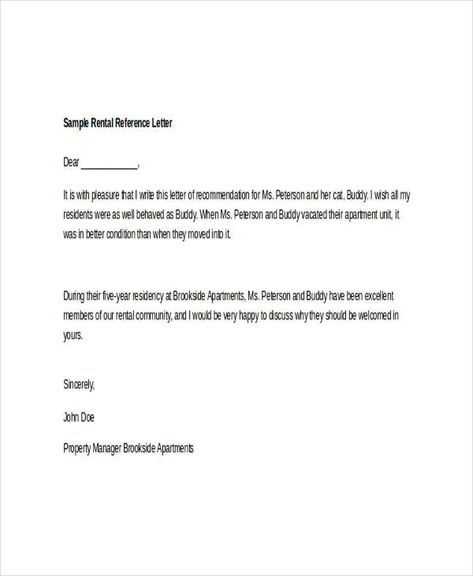 rental reference letter template word