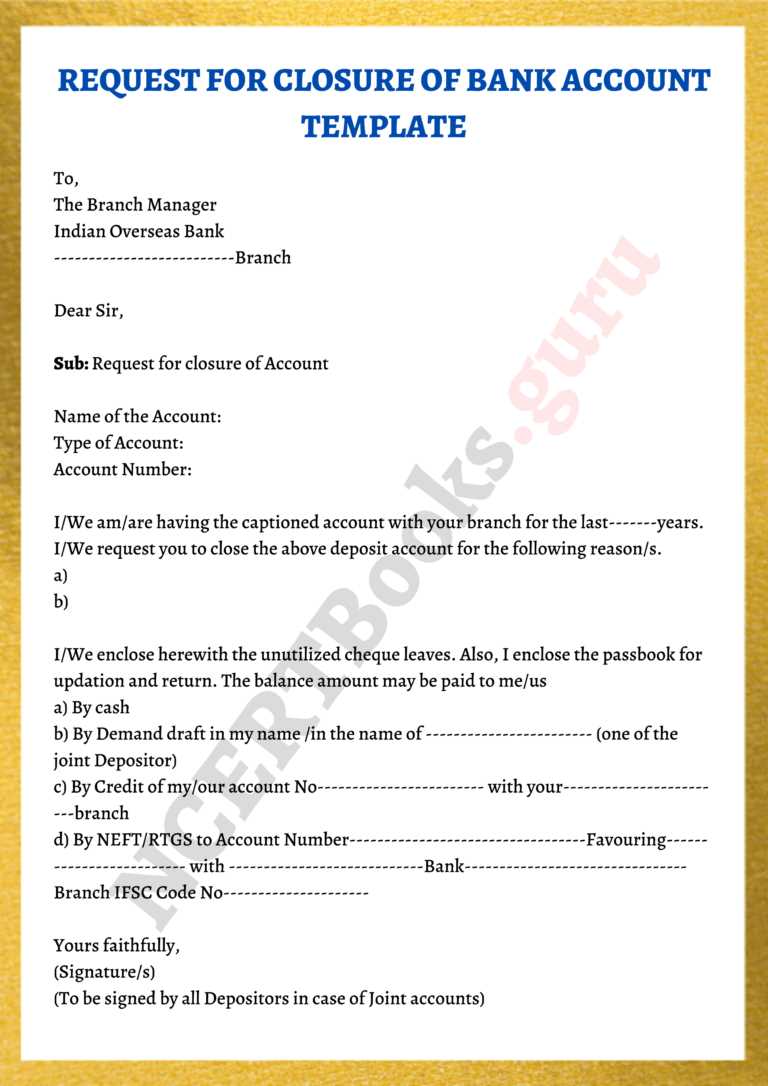 request to close bank account letter template