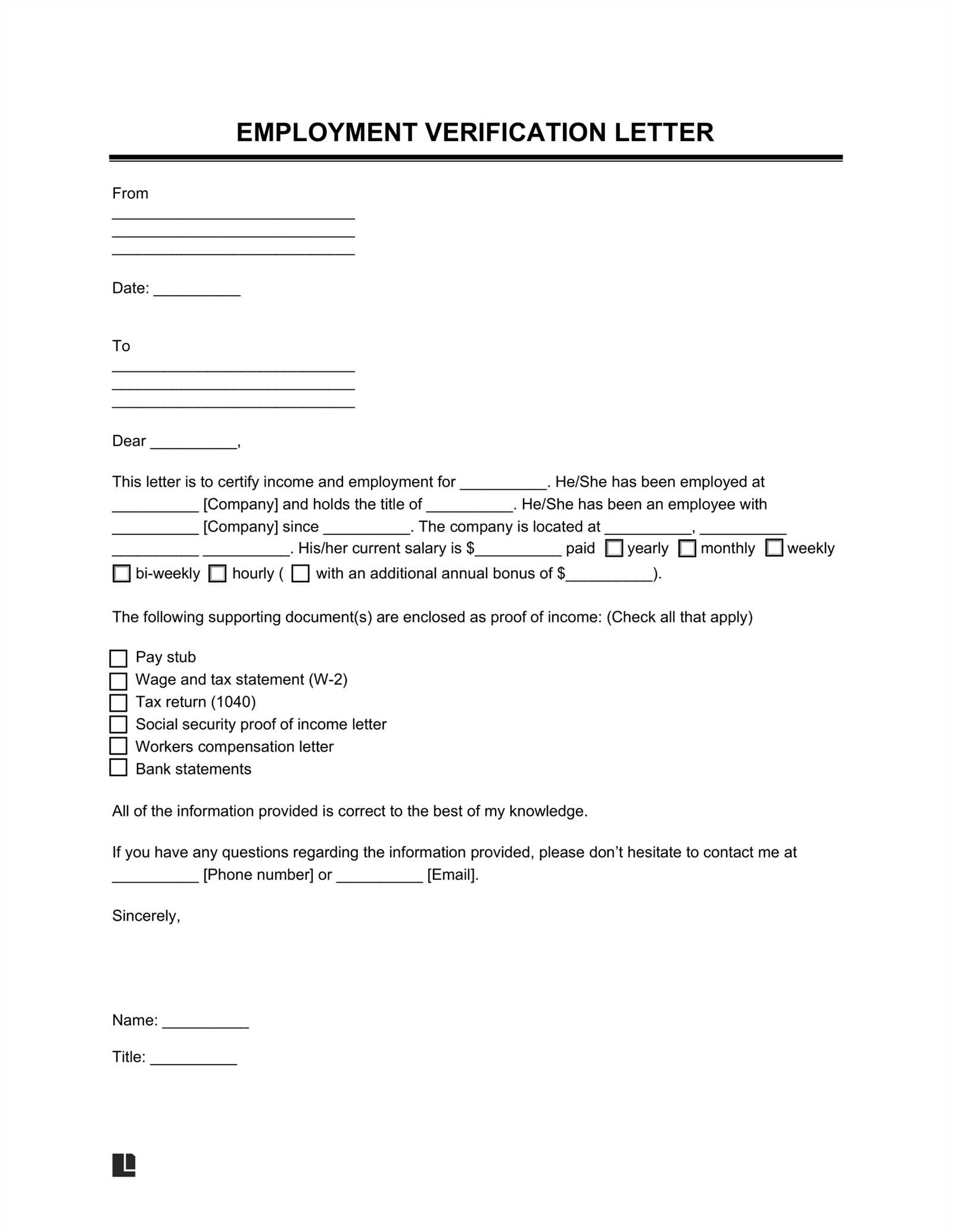 residence verification letter template