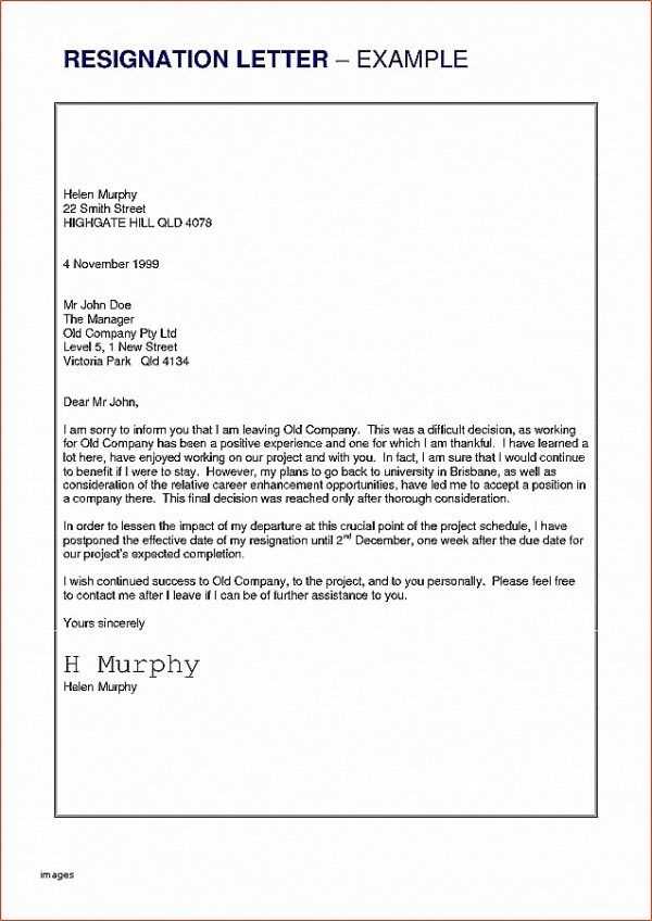 resignation letter template childcare