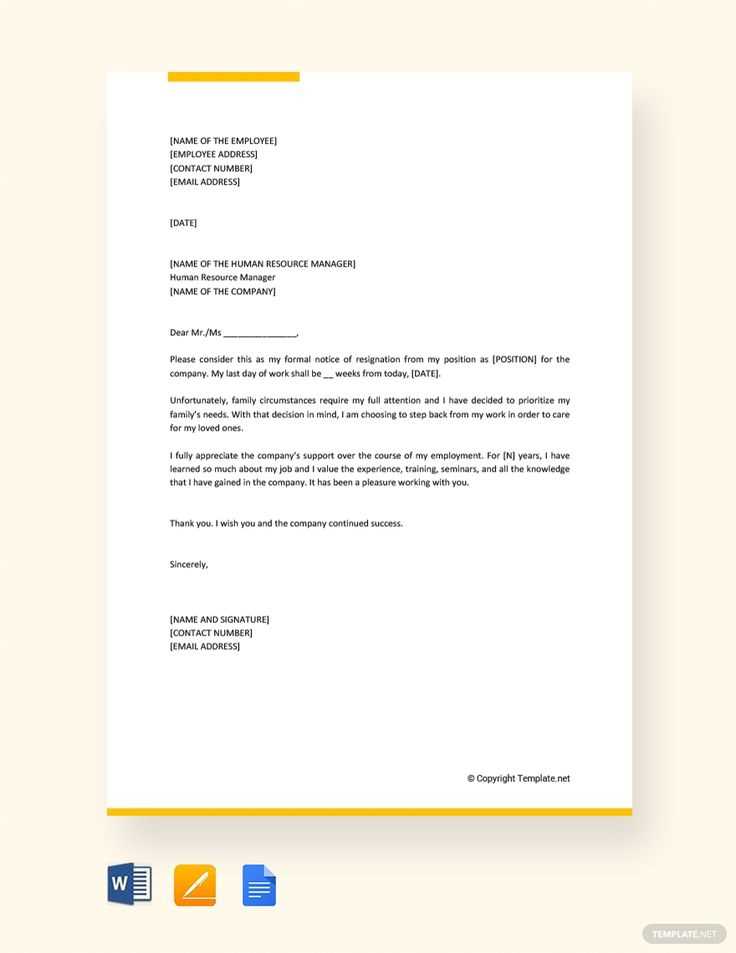 resignation letter template google docs