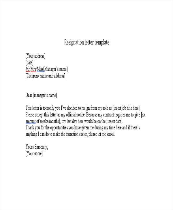 resignation letter uk template