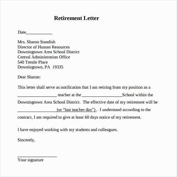 retirement letter templates