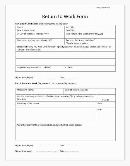 return to work letter template