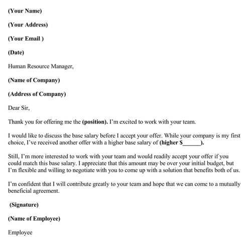 salary negotiation letter template