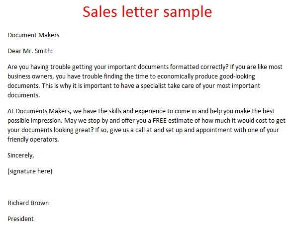 sales prospecting letter template