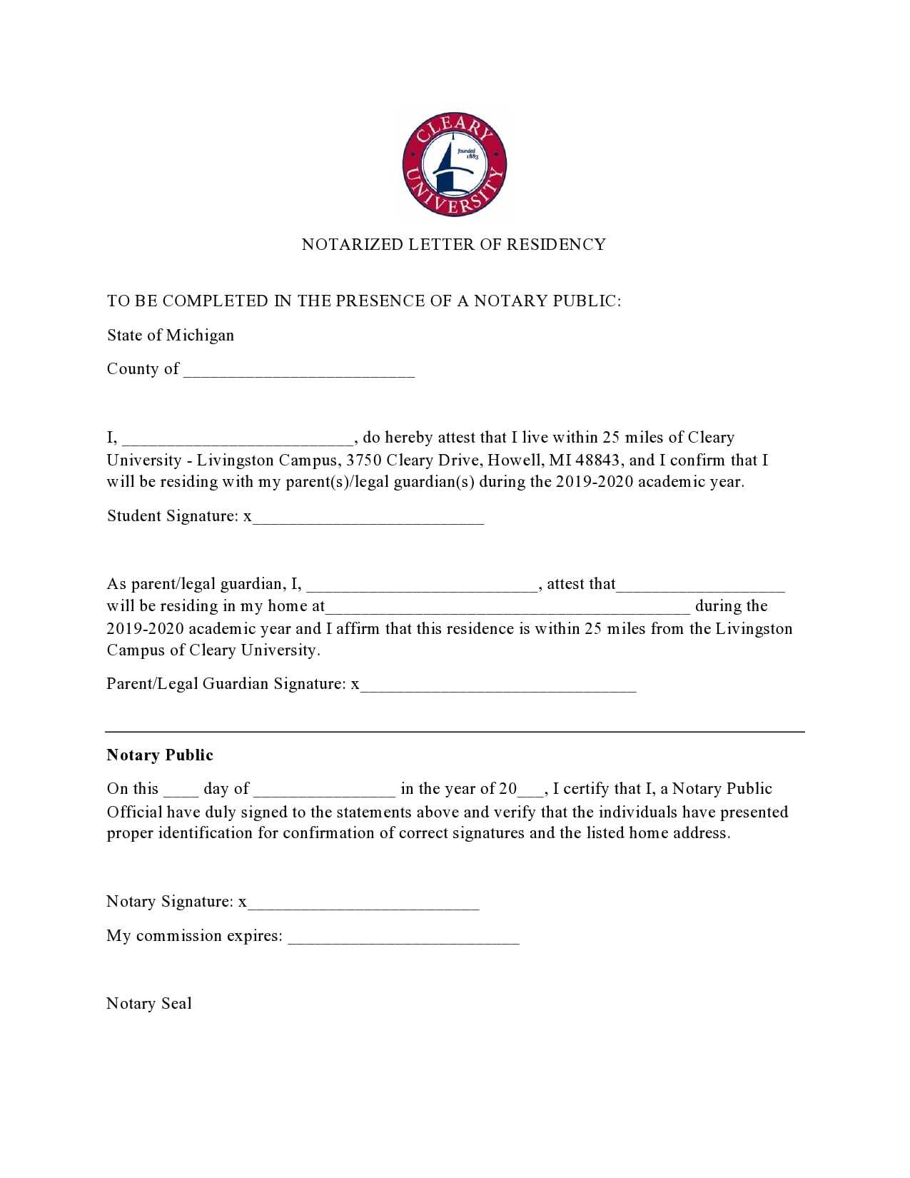 sample notary letter template