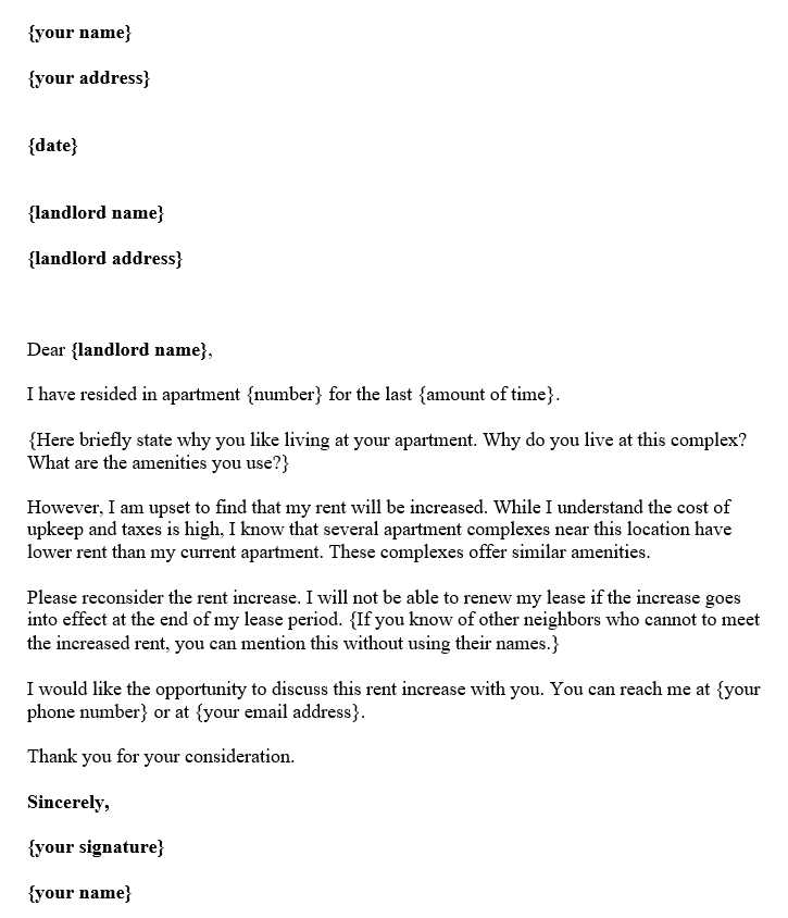 sample rent increase letter template