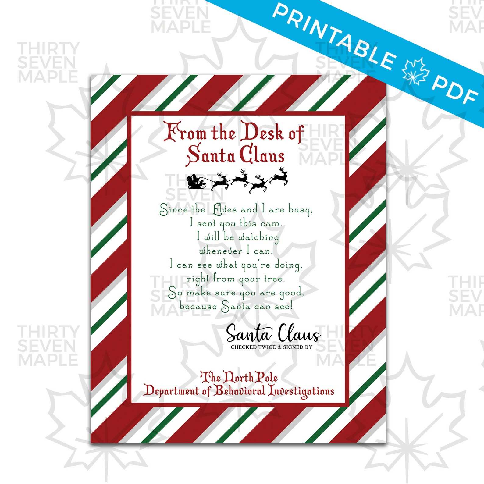 santa cam letter template free