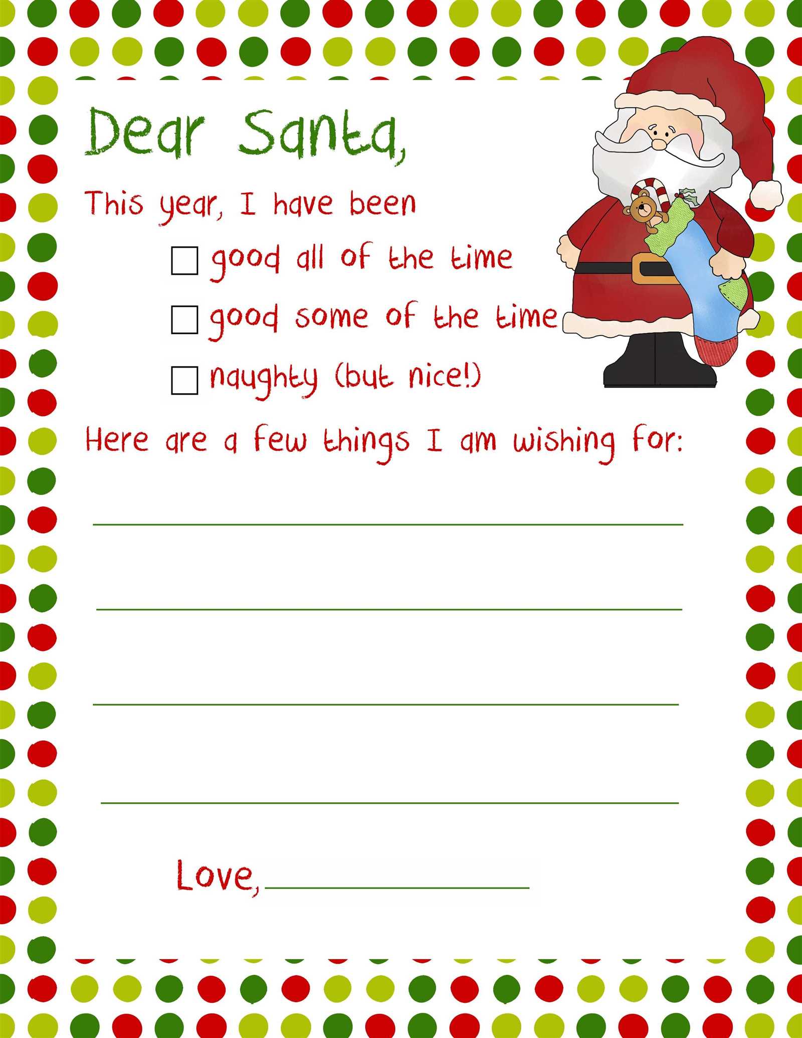 santa claus christmas letter template