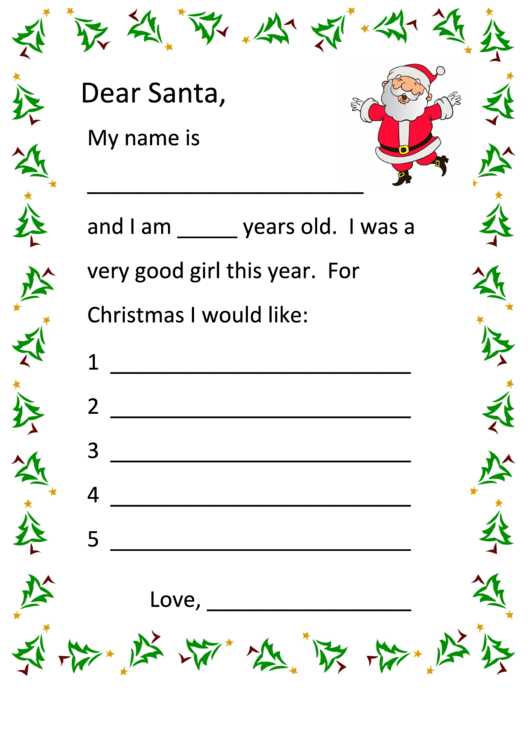 santa letter template preschool