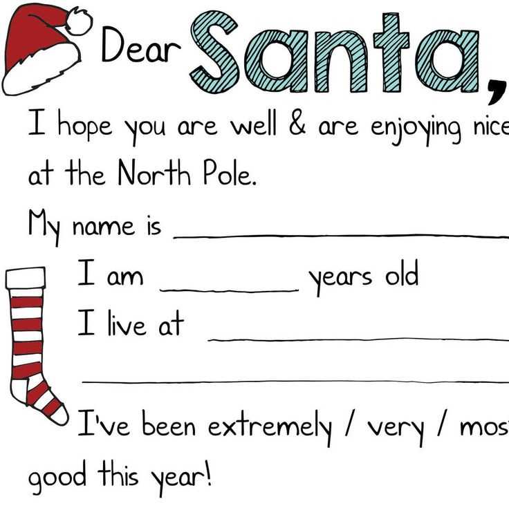 santa letter template want need wear read