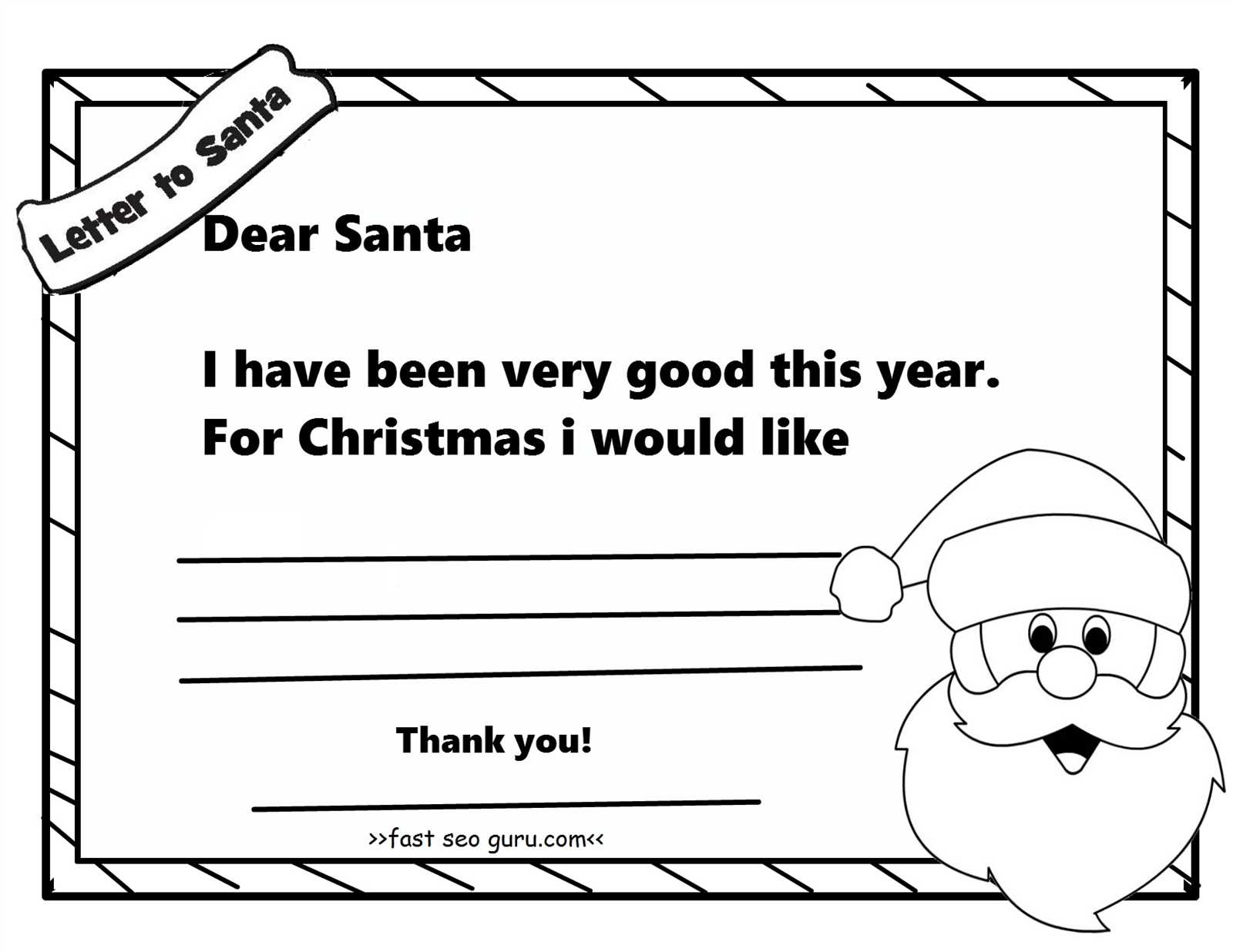 santa thank you letter template