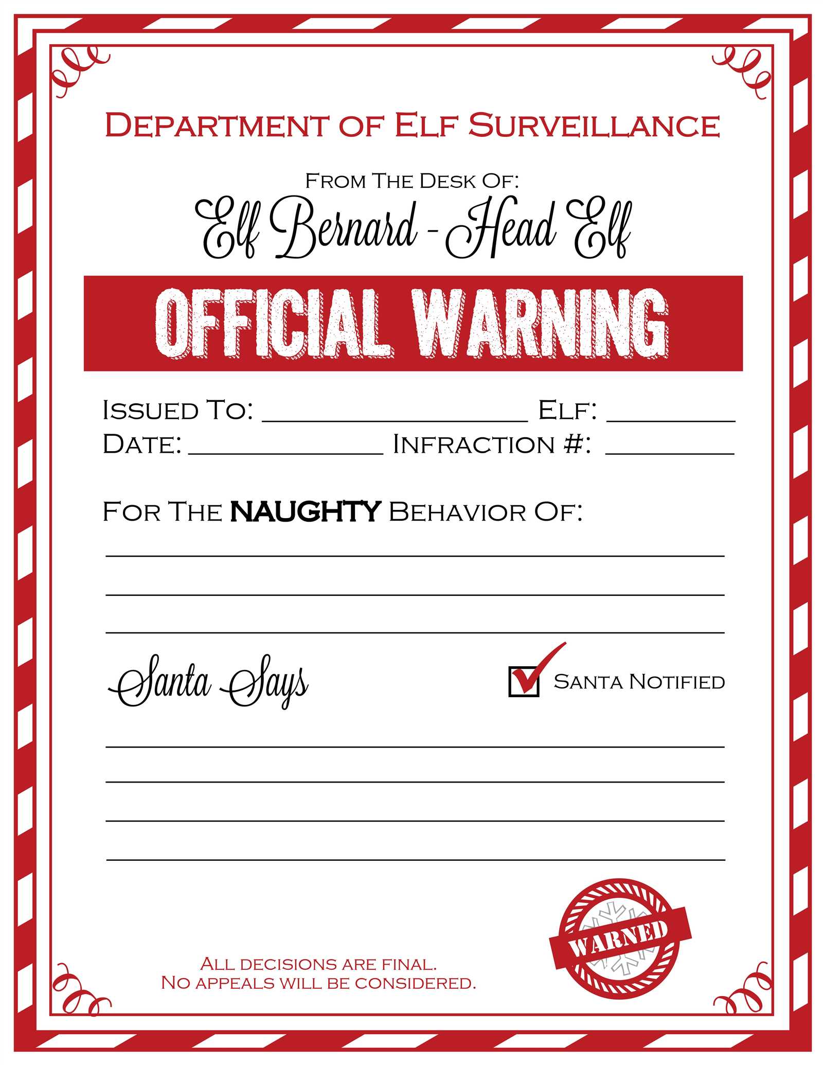 santa warning letter template