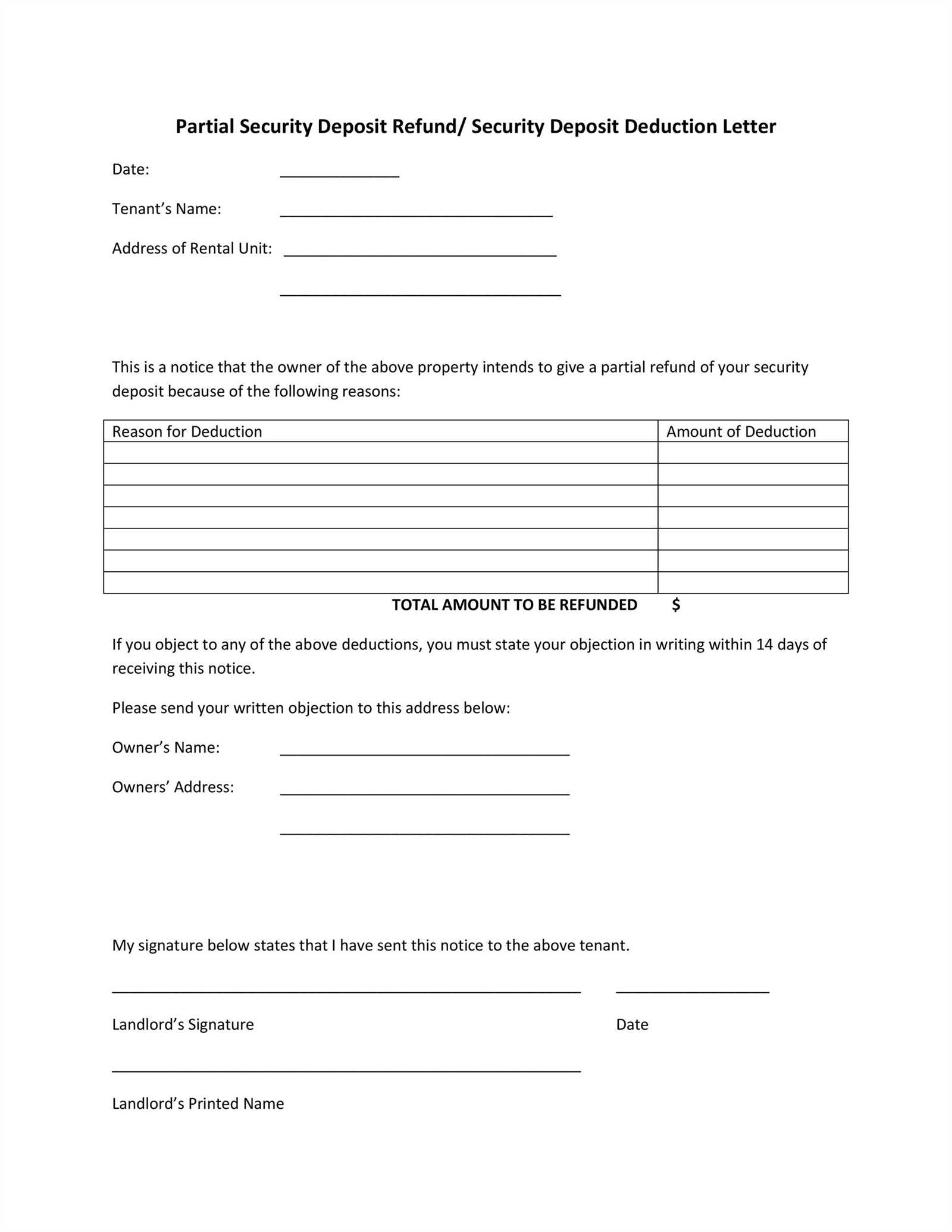 security deposit demand letter template florida