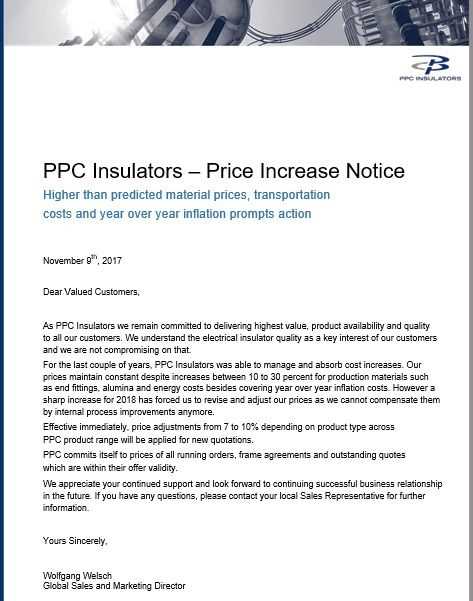 service price increase letter template