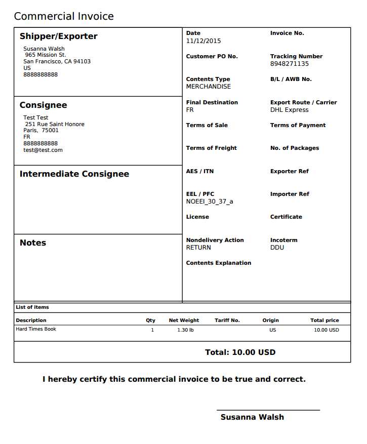 shipper letter of instruction template