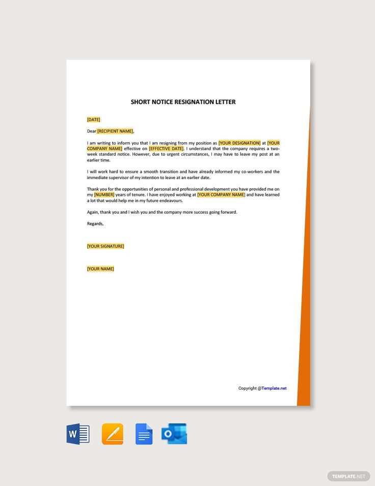 short simple resignation letter template