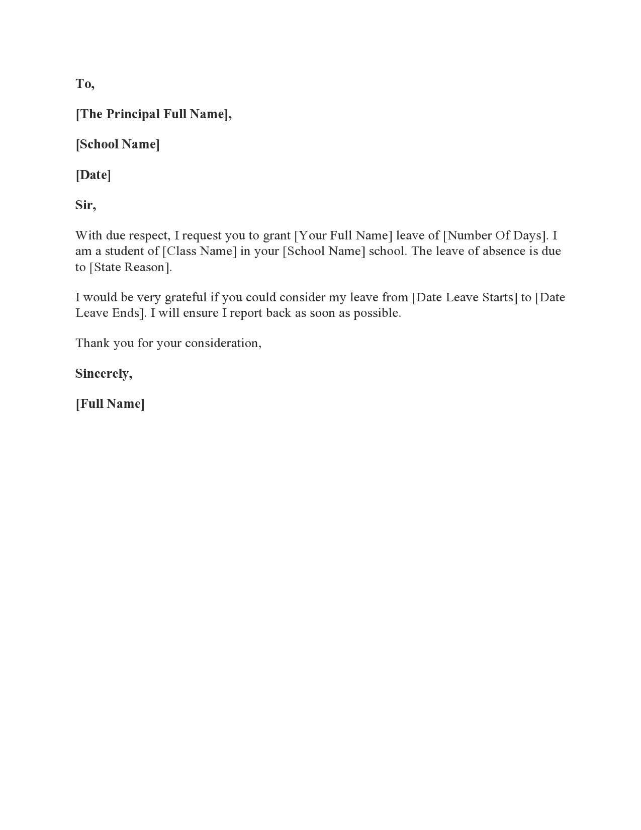 sickness absence letter to employee template