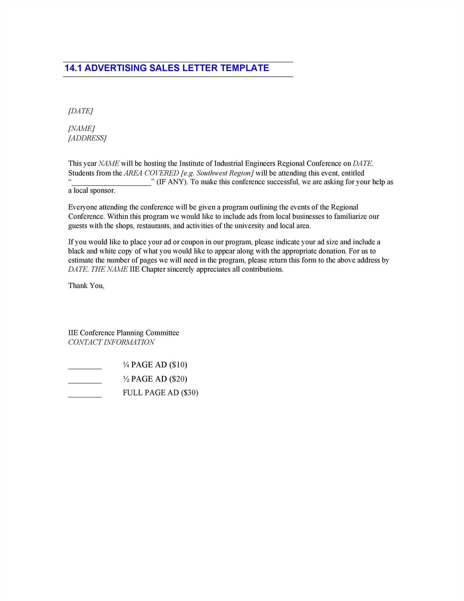 sideways sales letter template