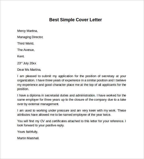 simple cover letter template free