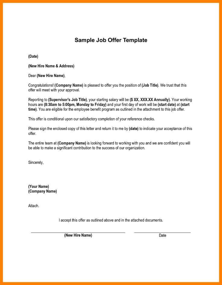 simple job offer letter template word