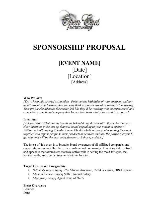 sponsor letter template for events