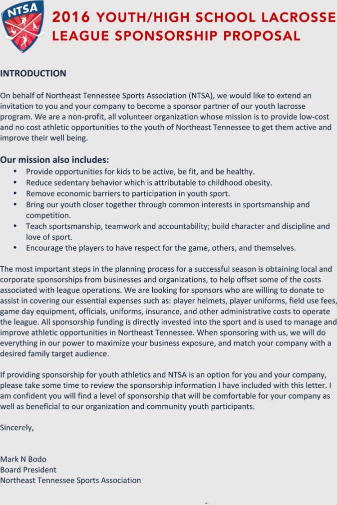 sponsorship letter for sports team template