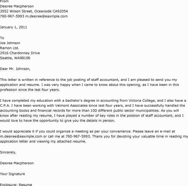 staff accountant cover letter template