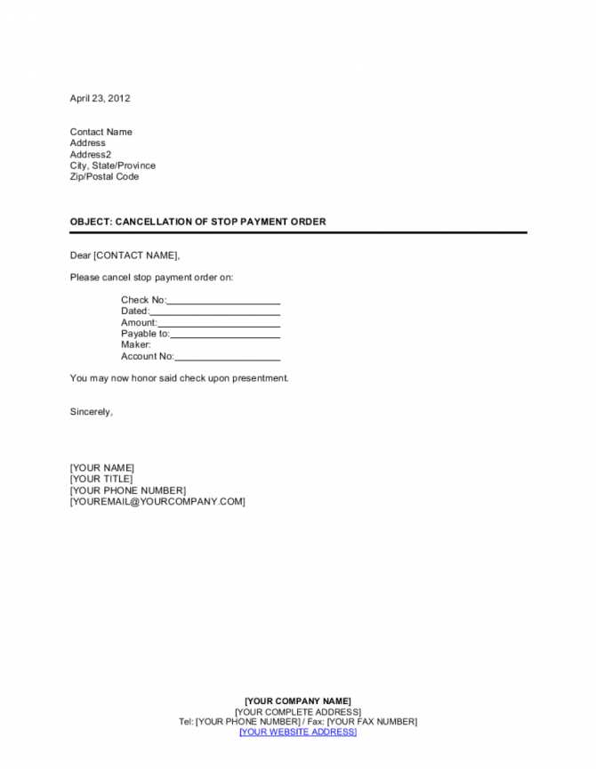 stop payment letter template