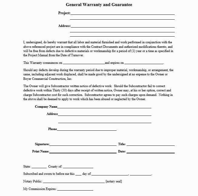 subcontractor warranty letter template