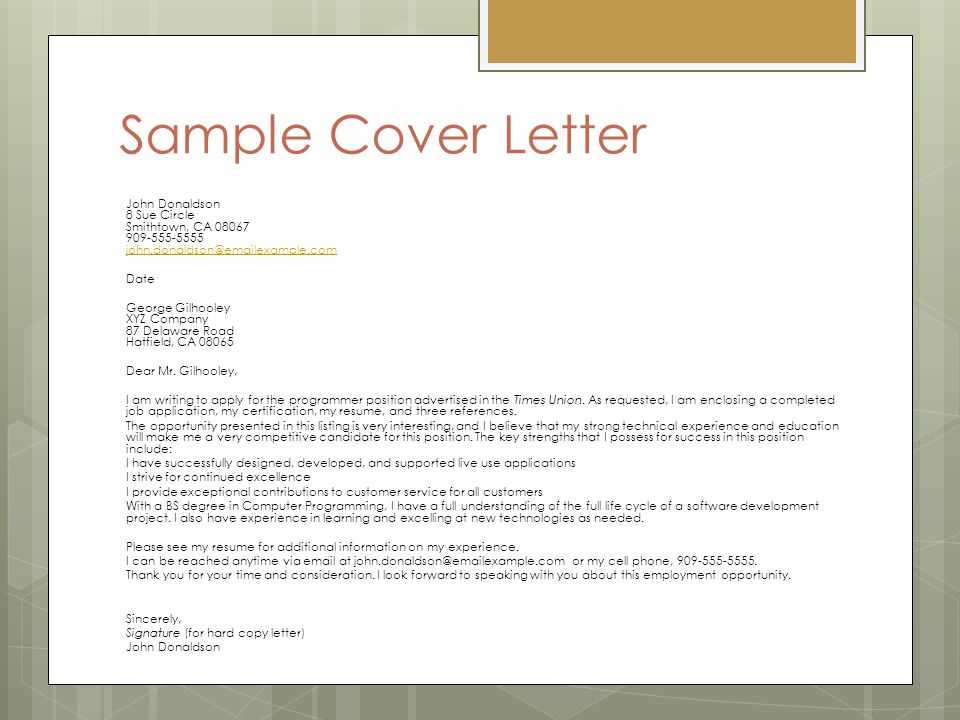 successful cover letter template