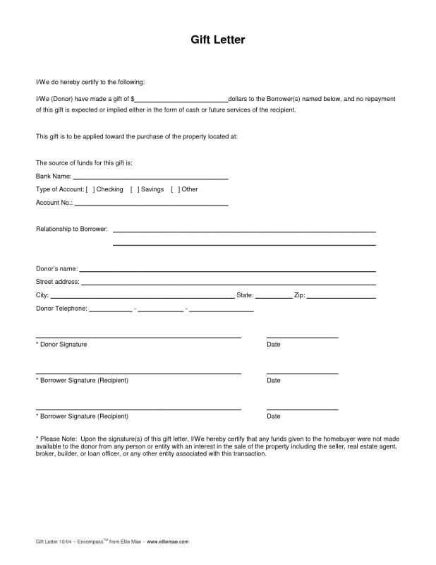 td bank gift letter template
