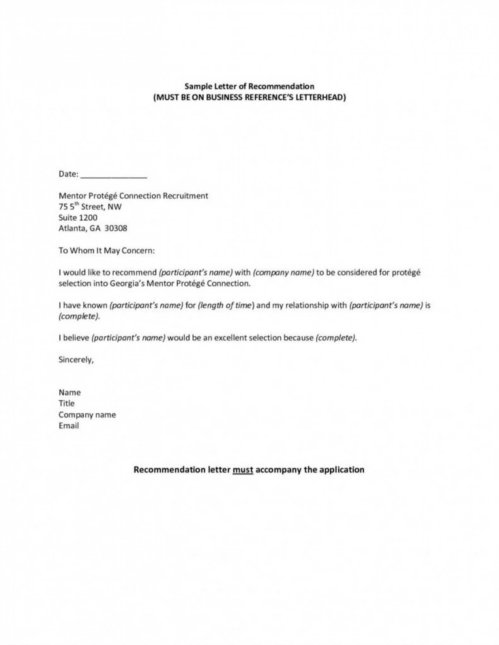 template business reference letter