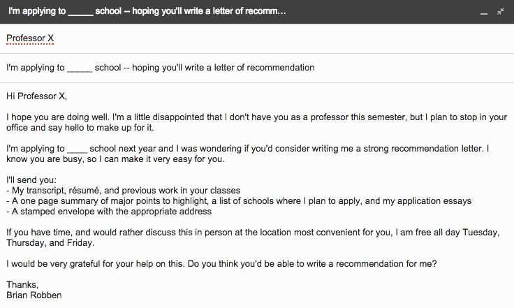 template email asking for letter of recommendation