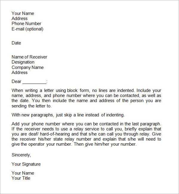 template for formal letter writing