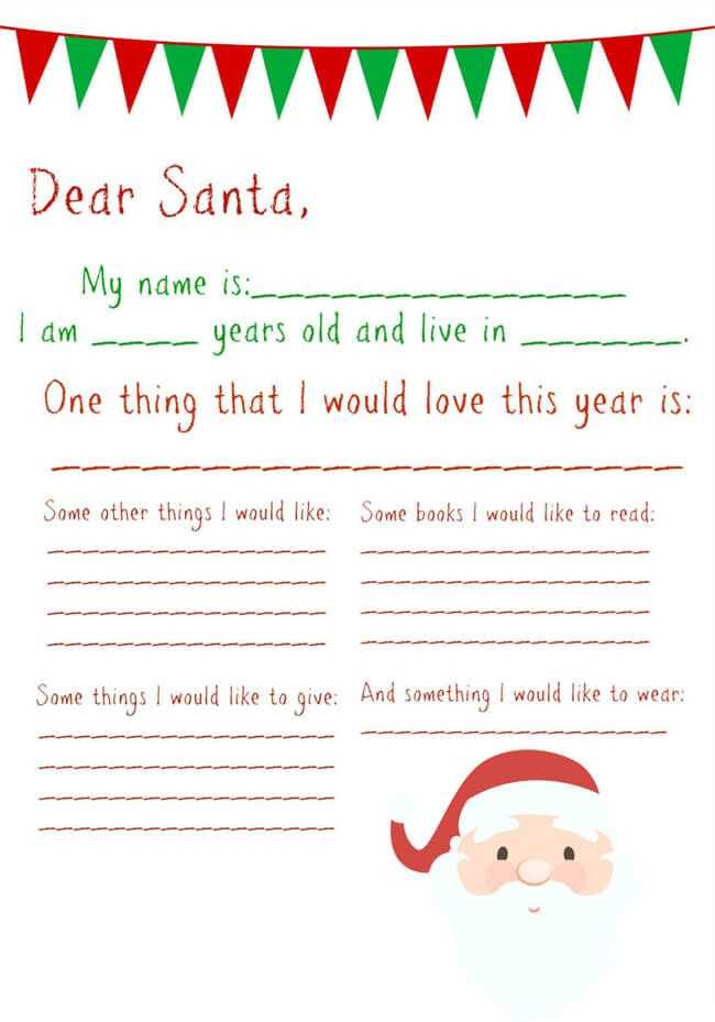 template for letter to santa free