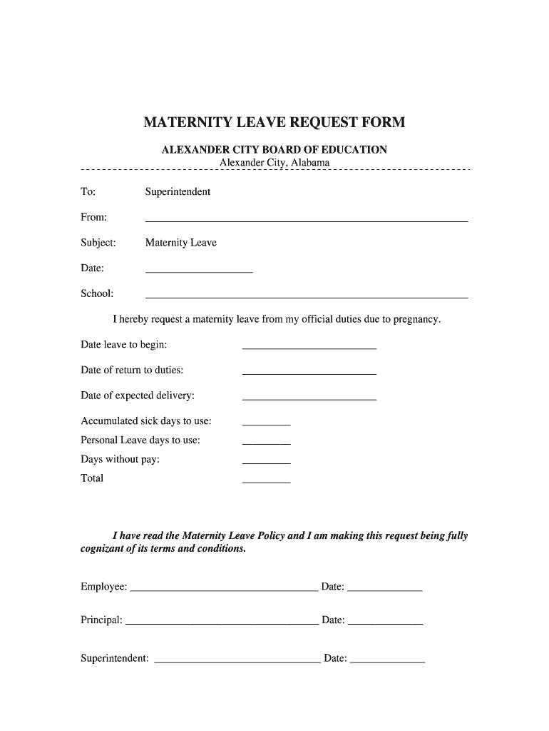 template for maternity leave letter