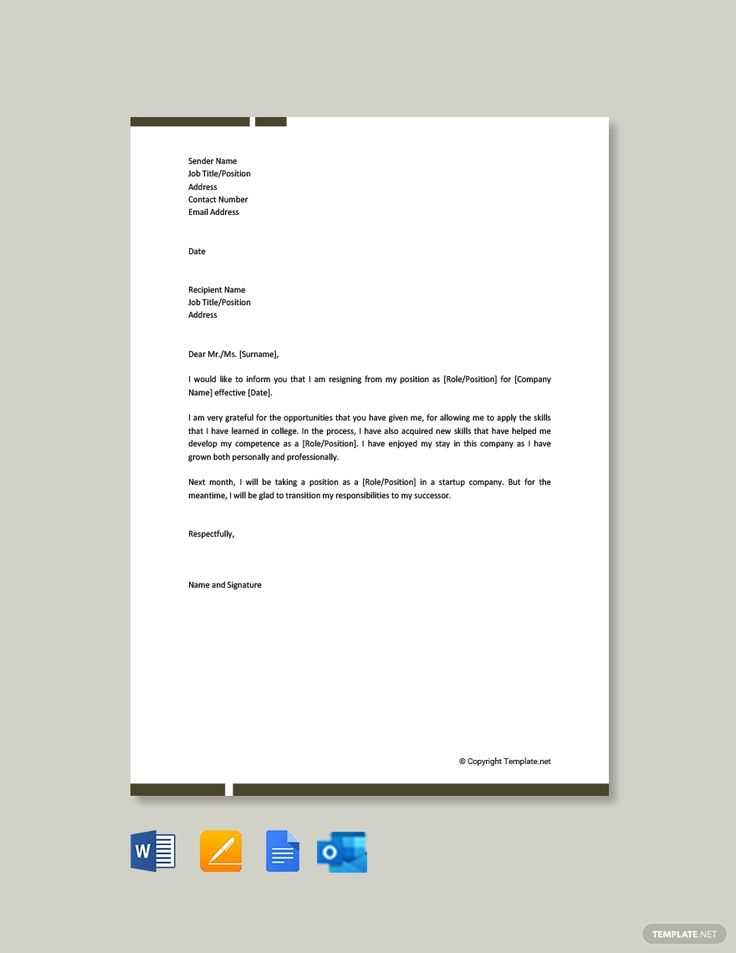 template for resignation letter word