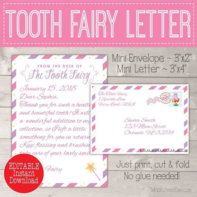 template free miniature free printable tooth fairy letter and envelope