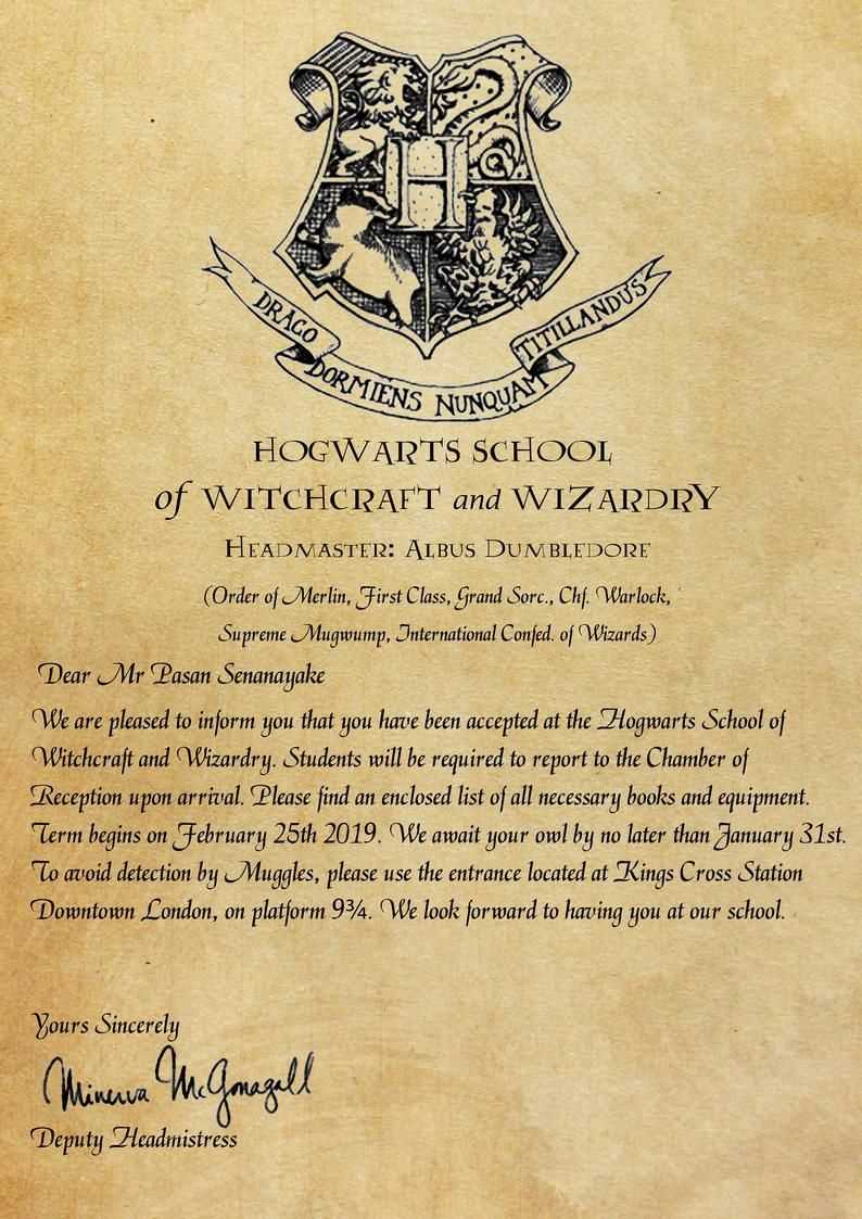 template harry potter letter